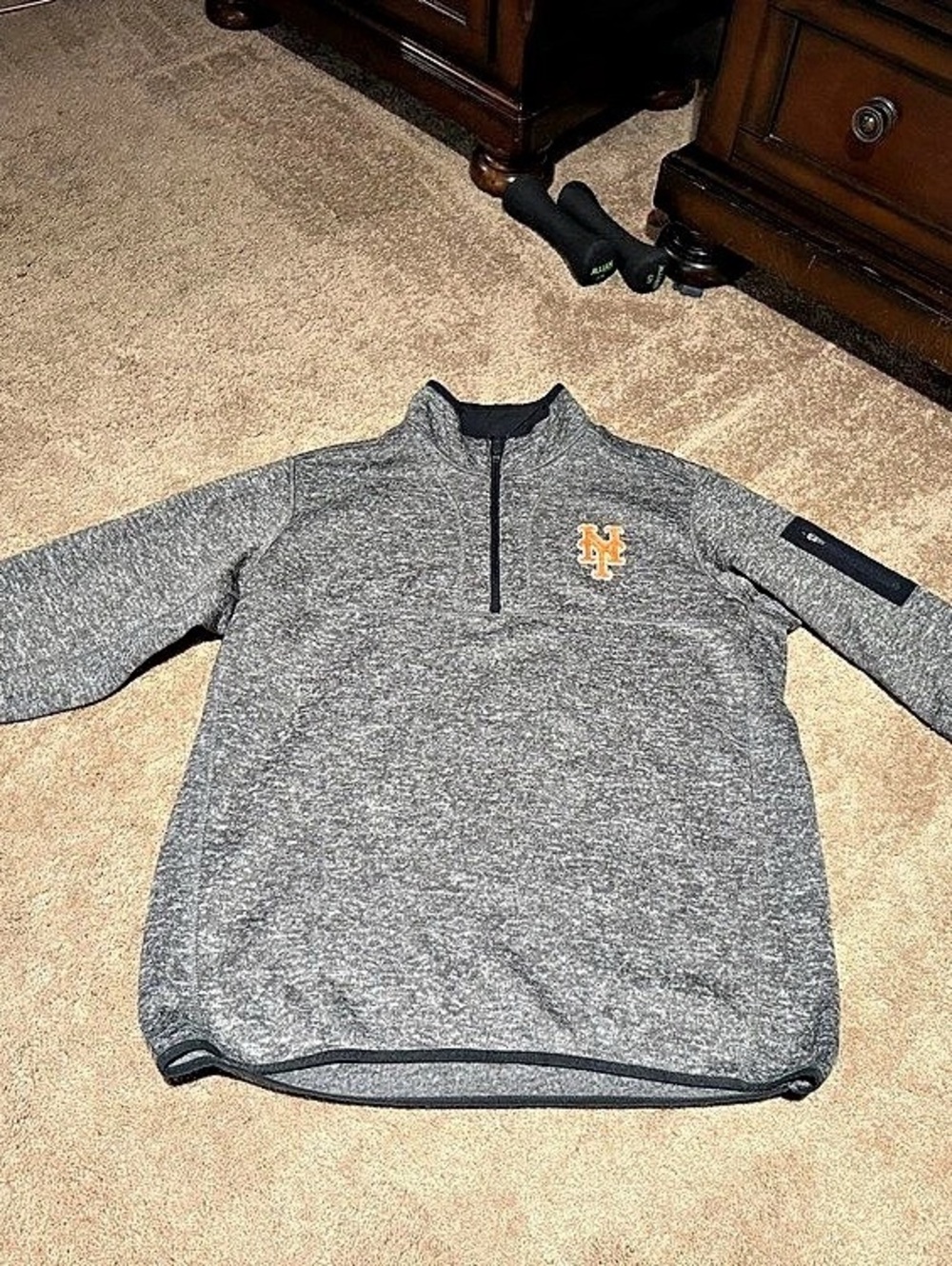 Antigua New York Mets Generation Quarter-Zip Pullover Gray XL